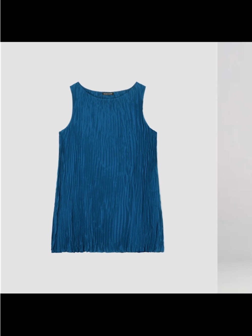 NWT! Eileen Fisher Size L Blue Sleeveless Pleated Tank Top